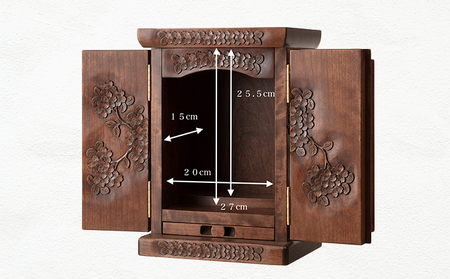 軽井沢彫 一彫堂 お仏壇 2枚扉 小 工芸品 職人手作り 桜の彫刻
