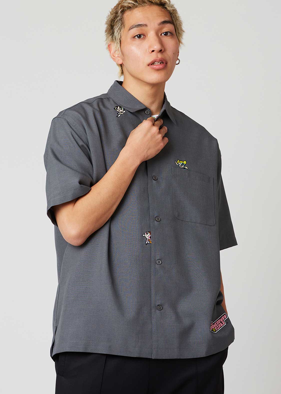 ガールズ エンブロイダリー｜ビッグシルエットポリトロ半袖シャツ