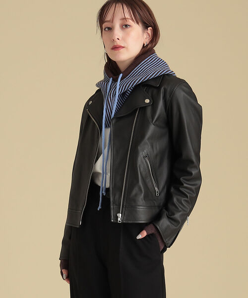 sisii ブラック レザー ダブルライダースジャケット