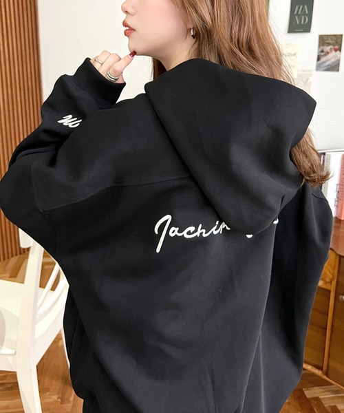 セール】TC裏毛袖ワンポイントバック刺繍ジップアップパーカー