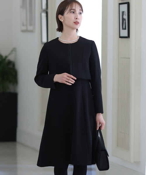 シンプルセットアップフォーマル喪服＆卒業式ノーカラージャケットA