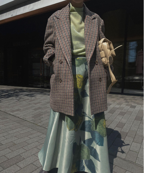 Ameri（アメリ）の「CHECK ECO WOOL BIG JACKET（テーラードジャケット