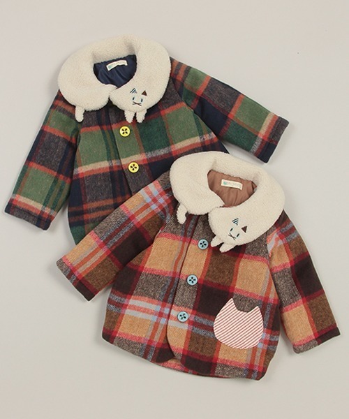 baby cheer（ベイビーチアー）の「ねこ衿チェックコート（ブルゾン