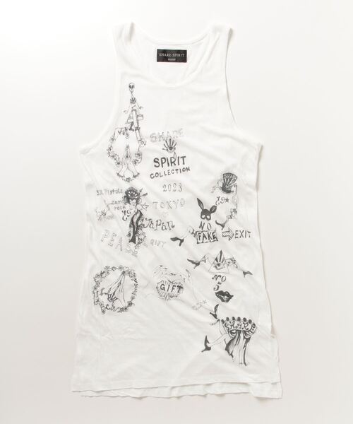 share spirit 英字 プリント タンクトップ アシンメトリー グランジ