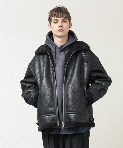 SLICK（スリック）の「シンセティックレザームートンB3ジャケット