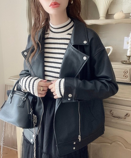 セール】【累計販売枚数2万枚突破！】フェイクレザーライダース