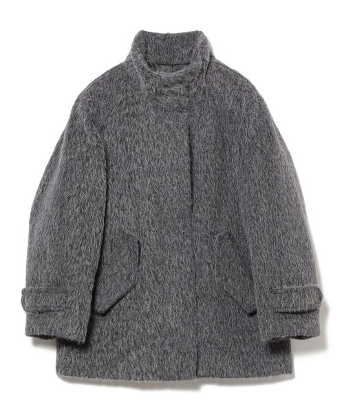 セール】シャギースタンド カラー ハーフ コート（ステンカラーコート