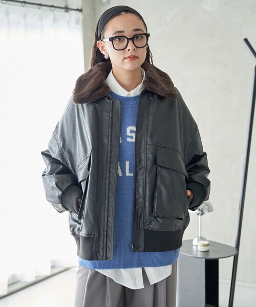 セール】ファー襟付き フェイクレザーブルゾン（ブルゾン）｜FREAK'S