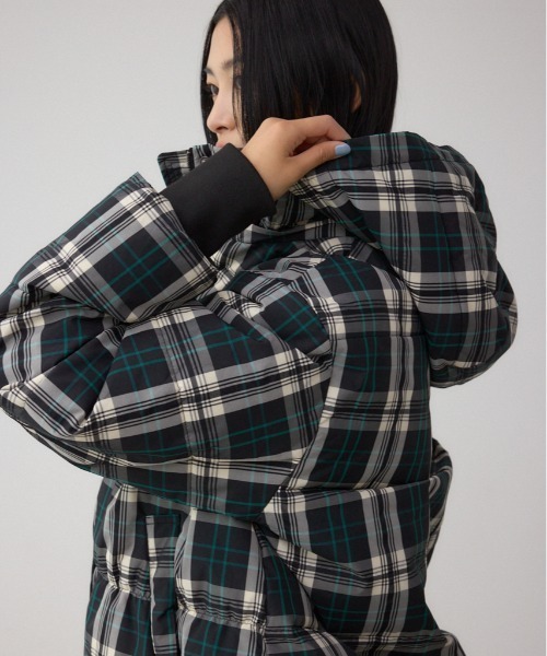 セール】B-HEAT フード付き中綿チェックジャケット（ブルゾン）｜AZUL