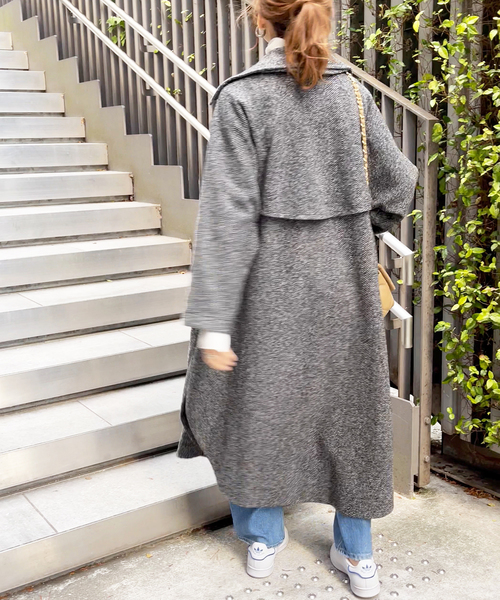 Wスライバーヘリンボーンミドルコート