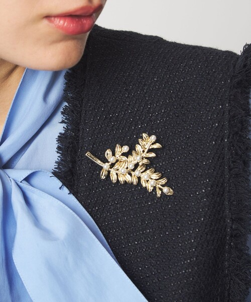 希少】BOUCHER ブーシェ ブローチ リーフ フェイクパール ゴールド