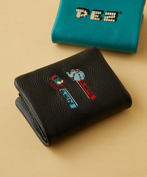 PEZ(ペッツ)× ear】コラボ/本革/コンパクト/刺しゅう折り財布（財布