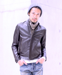 ☆羊革 Lサイズ☆ BEAMS × PER BACCO ライダース ダブルジップ ☆羊革