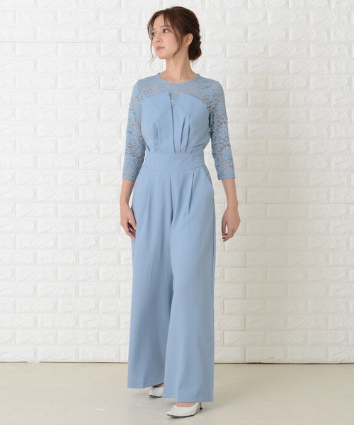セール】七分袖レース パンツドレス パーティードレス（パンツドレス