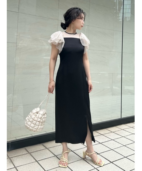 FRAY I.D（フレイアイディー）の「フリルスリーブコンビドレス（ドレス