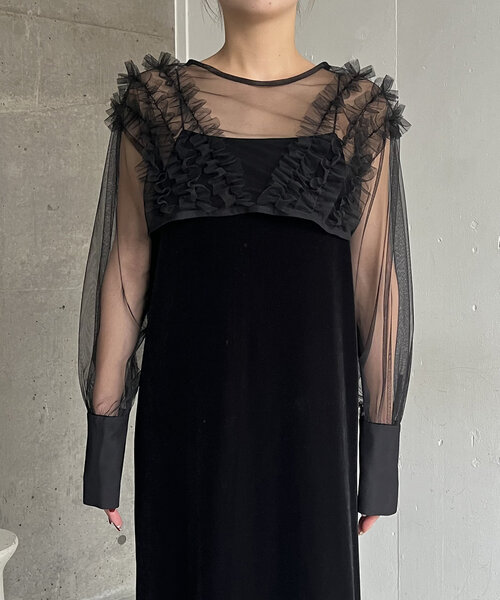 セール】【オケージョン】【サイズ展開あり】チュールフリルベロア