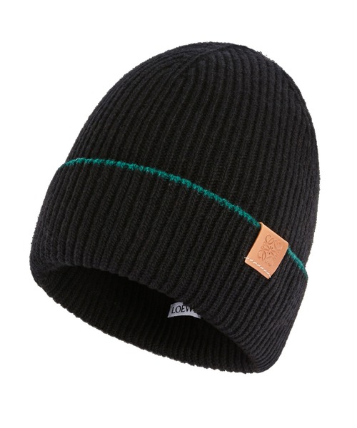 LOEWE ブラック ニット帽 LOEWE ノベルティブラック ニット帽 LOEWE