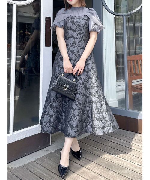 セール】シアーベールジャガードワンピース（ドレス）｜dazzlin