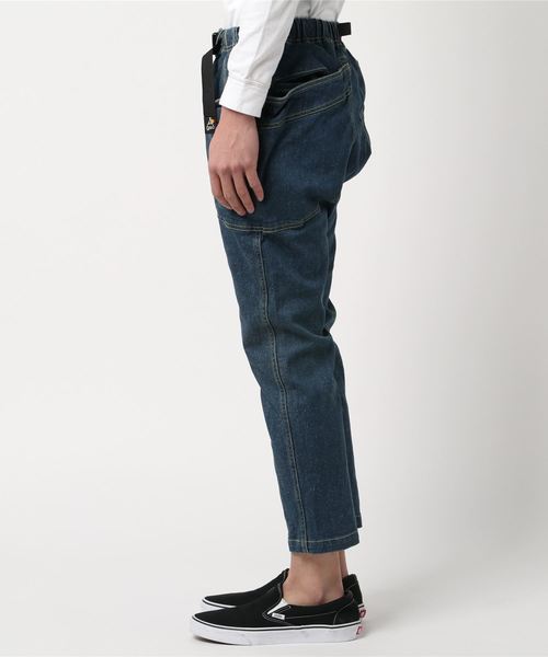 ゴースローキャラバン ネップ入りデニム 脇ポケットパンツ ブルー