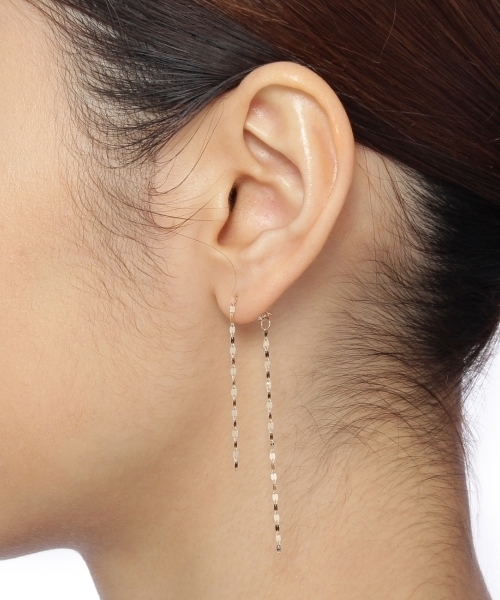 K10フラワークロスチェーン 2連スタッドピアス（ピアス（両耳用