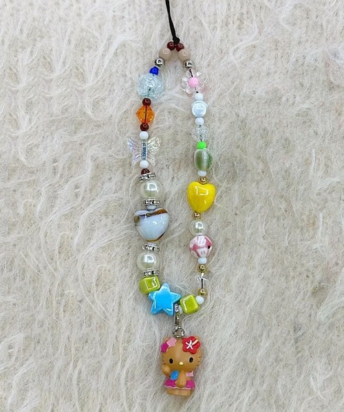日焼けキティ ビーズストラップ 2001 未使用品 レア ハローキティ