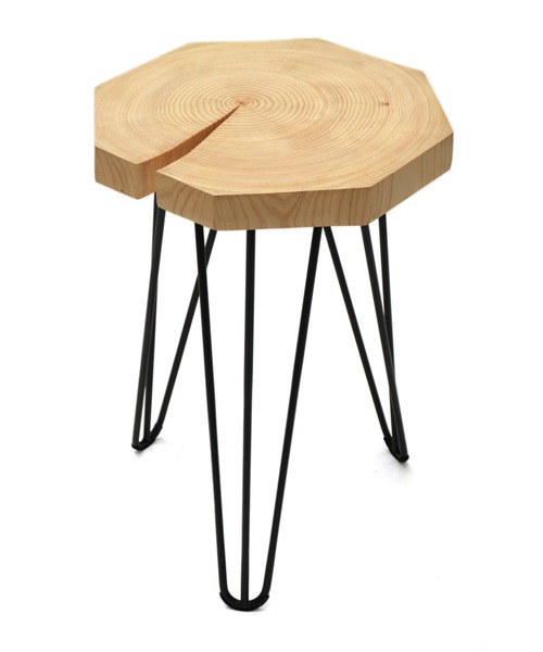 未来工房】デザインのある一点物 国産コナラ アイアンスツール