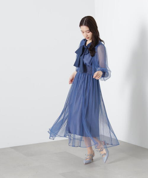 水色 リボンチュールオケージョンドレス Jill by jillstuart by JILL