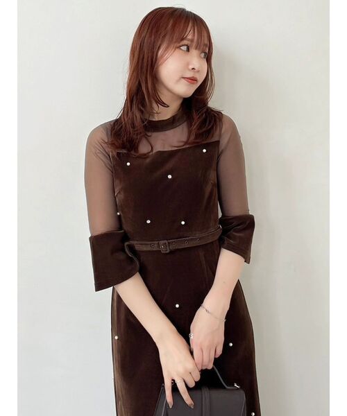 藤井サチコラボ】パールビジューベロアナロードレス（ドレス