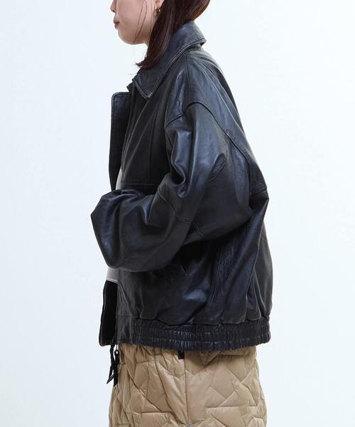 セール】VINTAGE-LIKE SHEEP LEATHER ZIP BLOUSON（ライダース