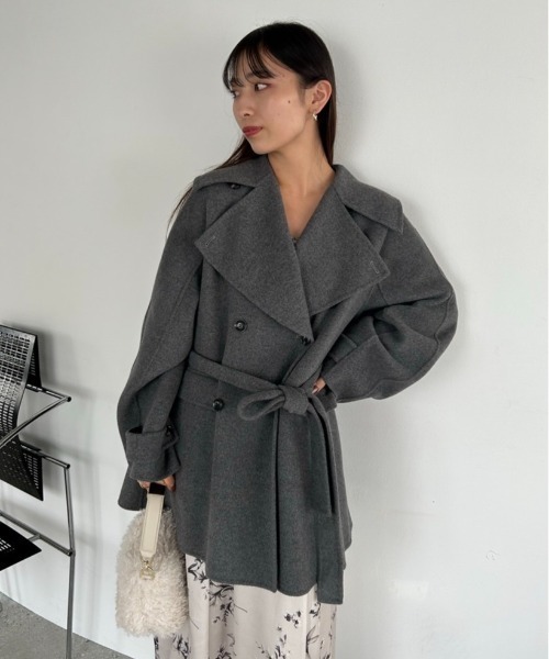 セール】ウールリバーミドルAラインコート（ピーコート）｜FRAY I.D