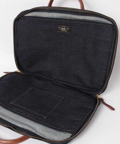 RRL デニムダンガリー ブリーフケースレザートリム インディゴ デニム