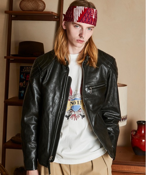 1円～】□Schott ショット シングルライダースジャケット ブラック 36□