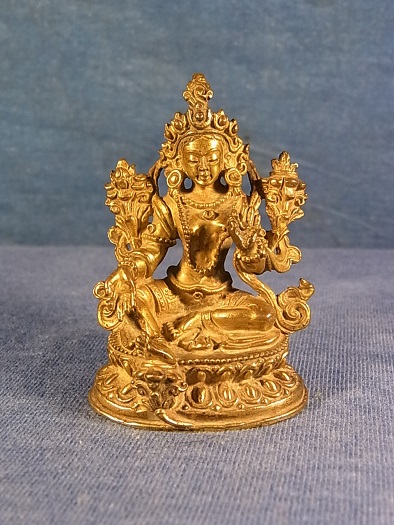 グリーンターラ鍍金仏 （小仏） 緑度母 - Chagamocraft (チャガモクラフト)