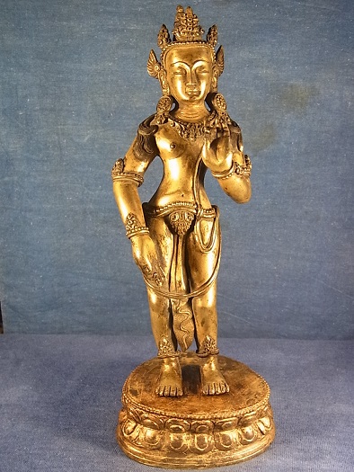 中国・唐仏「菩薩観音像」中国王朝・初唐様式・鍍金古銅仏 中国・唐仏