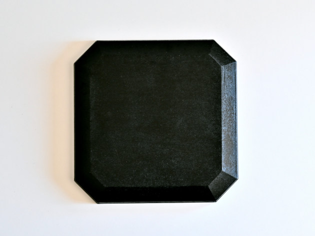 蝶野秀紀 八角盆（黒・正方形・和紙貼）31cm角