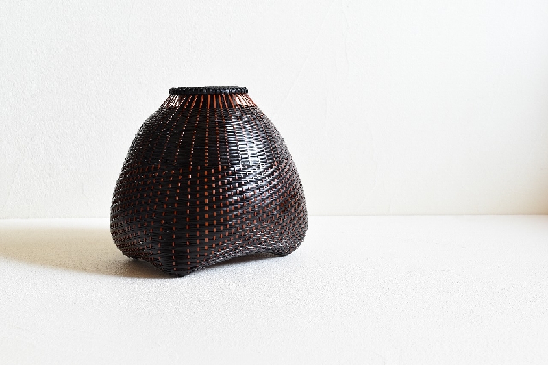 竹花籠 レトロ 竹細工 竹籠 花籠 茶道具 耳付き 生花 竹清 竹清