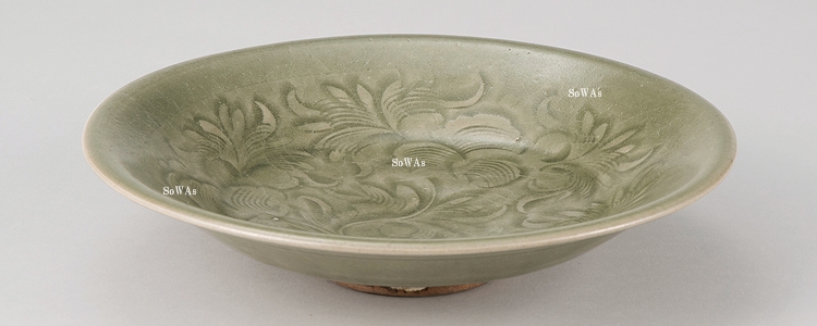 耀州窯刻花福鹿斗笠碗 唐物 古賞物 茶道具 煎茶碗 中国古美術 骨董品