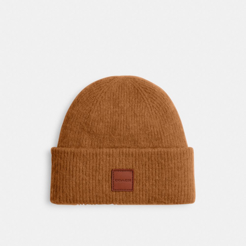 公式】COACH – コーチ | ニット ビーニー・レザー パッチ
