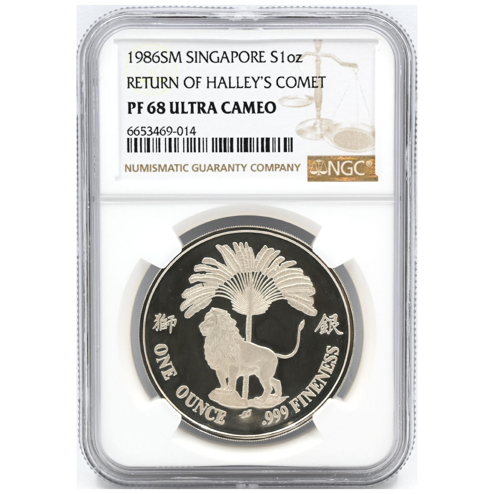 シンガポール 1986SM メダル 1オンス 銀貨 NGC PF68UC ハレー彗星