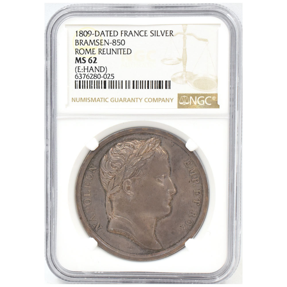フランス 1809-DATED ナポレオン1世 メダル 銀貨 NGC MS62 ローマ再