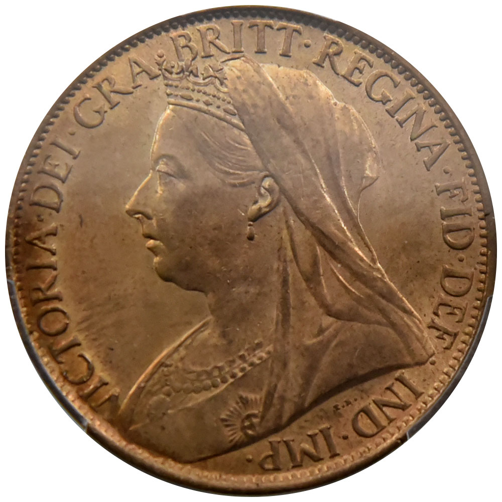 イギリス 1898 ヴィクトリア女王 1ペニー 銅貨 PCGS MS 64RB オールド