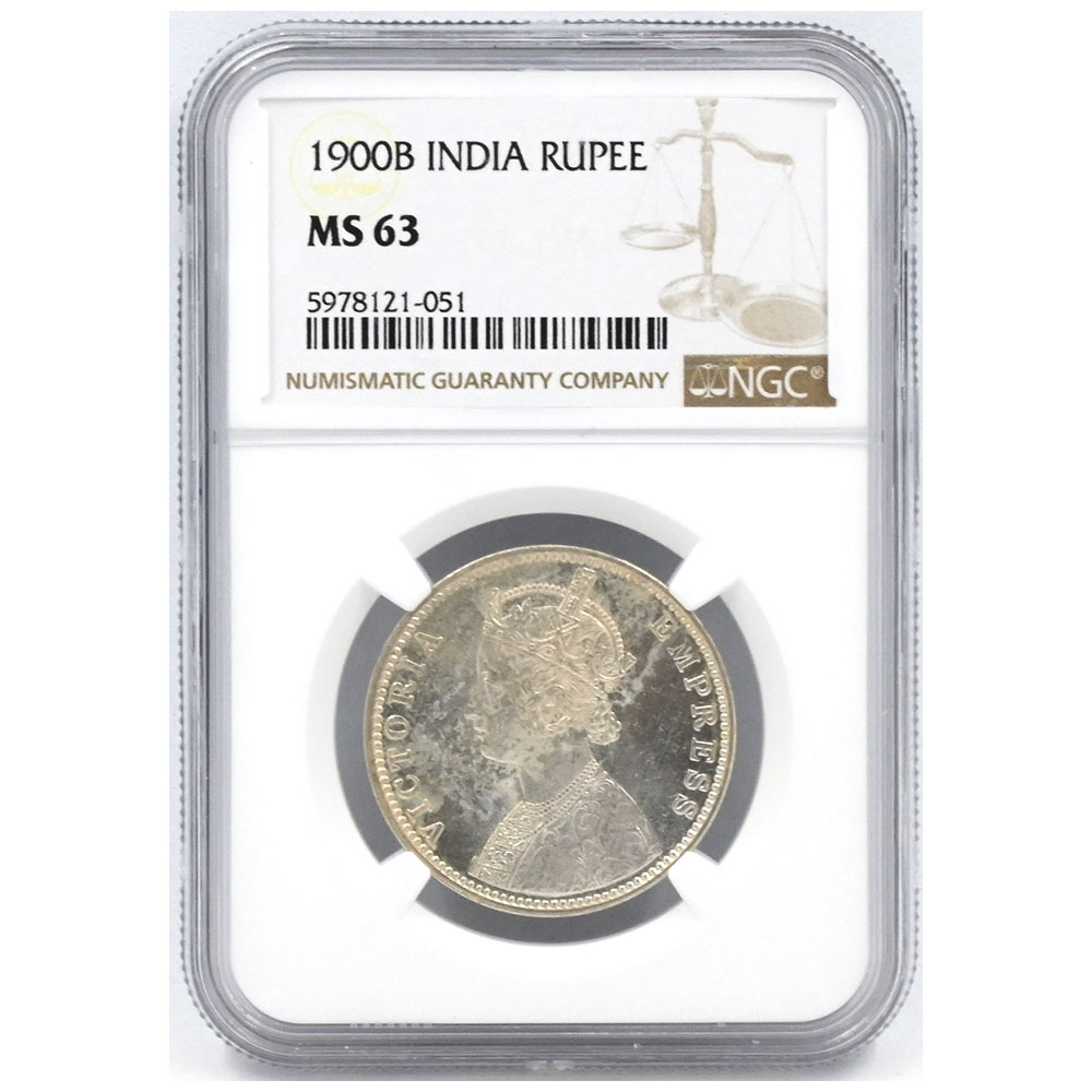 インド 1900B ヴィクトリア 1ルピー 銀貨 NGC MS63 5978121051