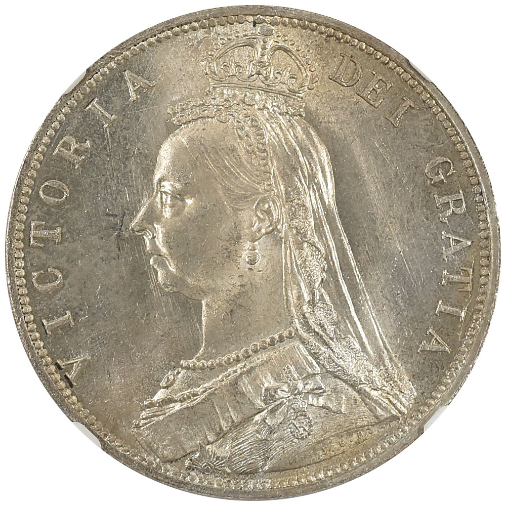 イギリス 1887 ヴィクトリア ハーフクラウン 銀貨 NGC MS65 ジュビリー