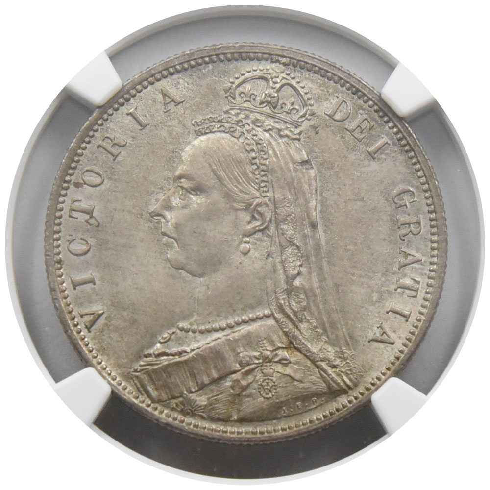 イギリス 1887 ヴィクトリア ハーフクラウン 銀貨 NGC MS 64