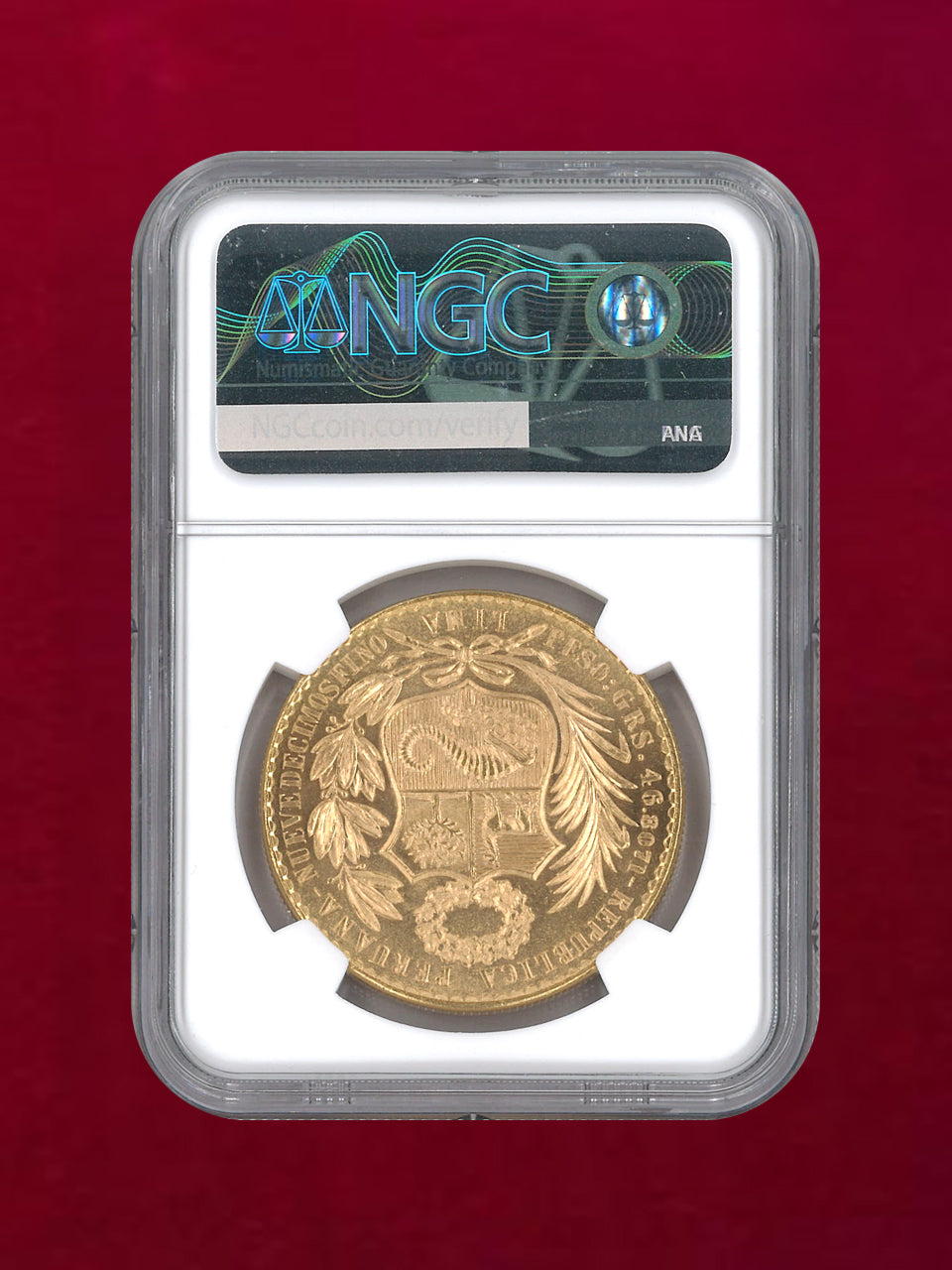 1953 ペルー 100 ソル 金貨 NGC-AU Details 1953 ペルー 100 ソル 金貨