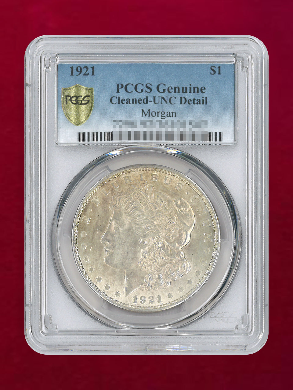 アメリカ】1ドル 銀貨 モルガンダラー 1921 PCGS Genuine Cleaned-UNC