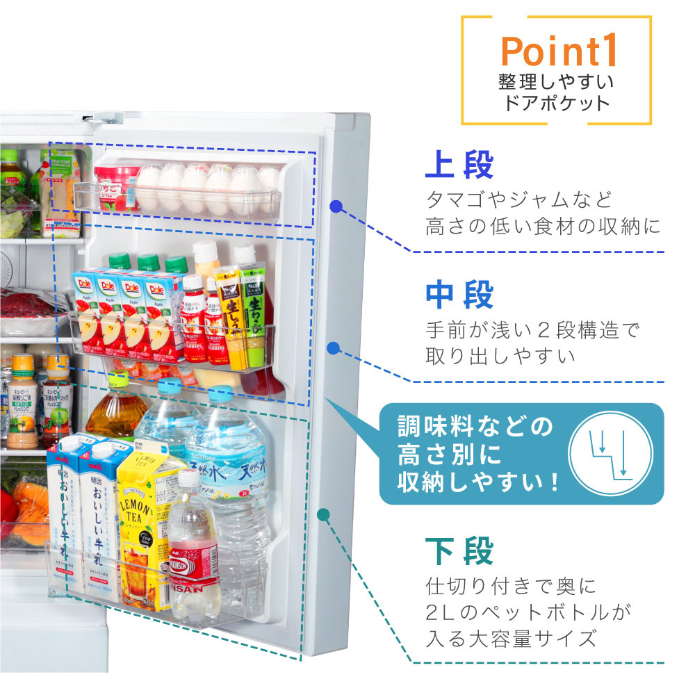 1～2人暮らしにぴったり！幅48cmのすっきりスリムな冷凍冷蔵庫156Lが