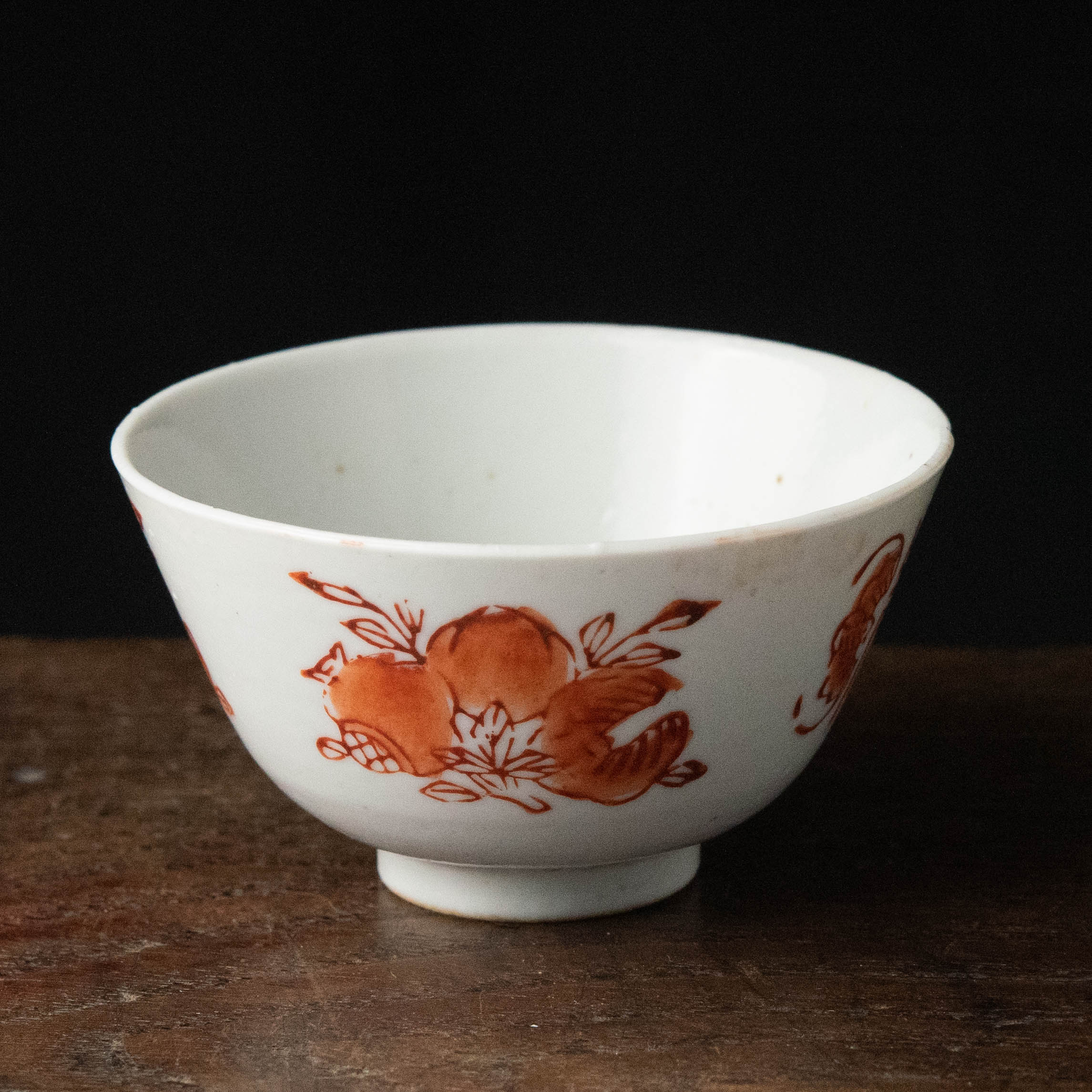 幕末～明治期 豪商所蔵品 赤絵丸紋大丼 二点揃い コウモリ文 名品 古