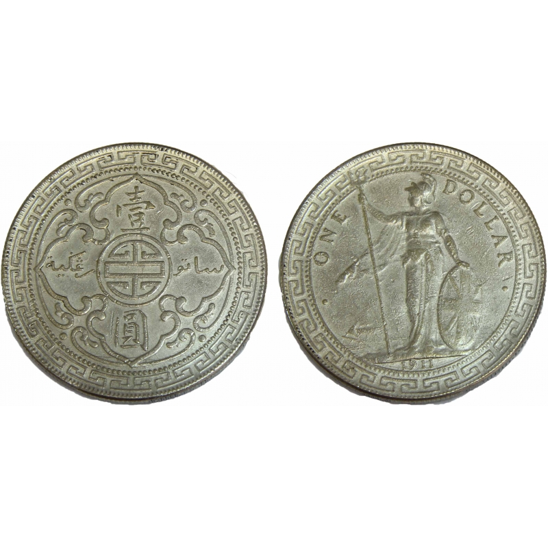 香港1911年壹圓背女神銀-世界錢幣博物館