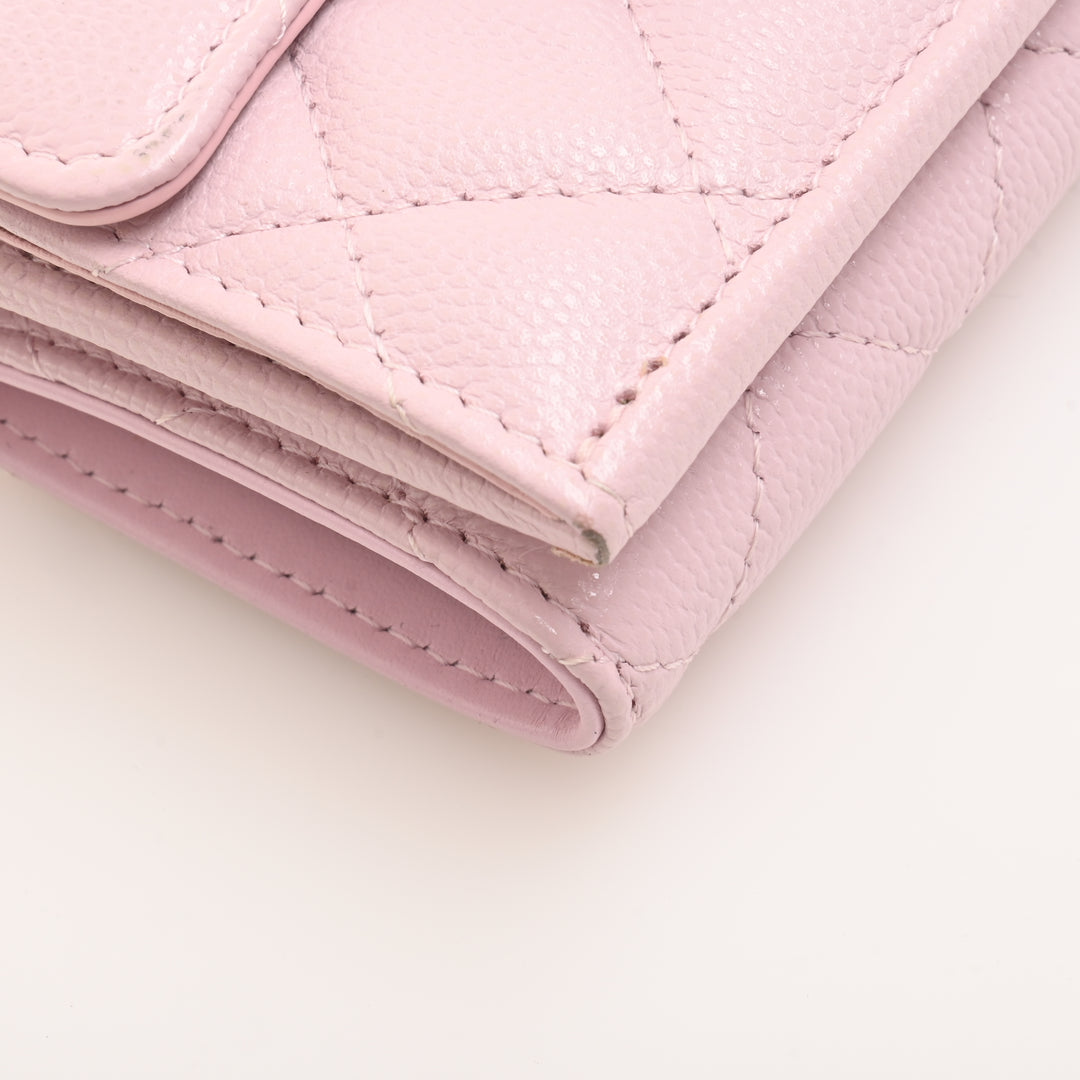 シャネル ラムスキン マトラッセ 三つ折り財布 ピンク レディース